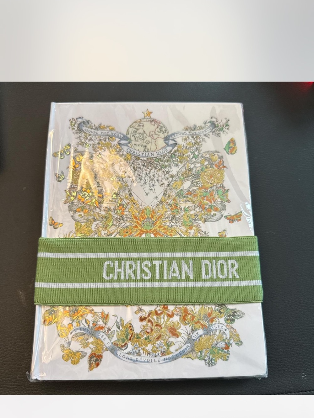 Christian Dior Around the World Butterfly Notebook Green/Gold/Orange